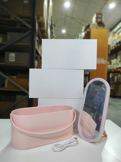 Organizador de maquillaje con espejo LED